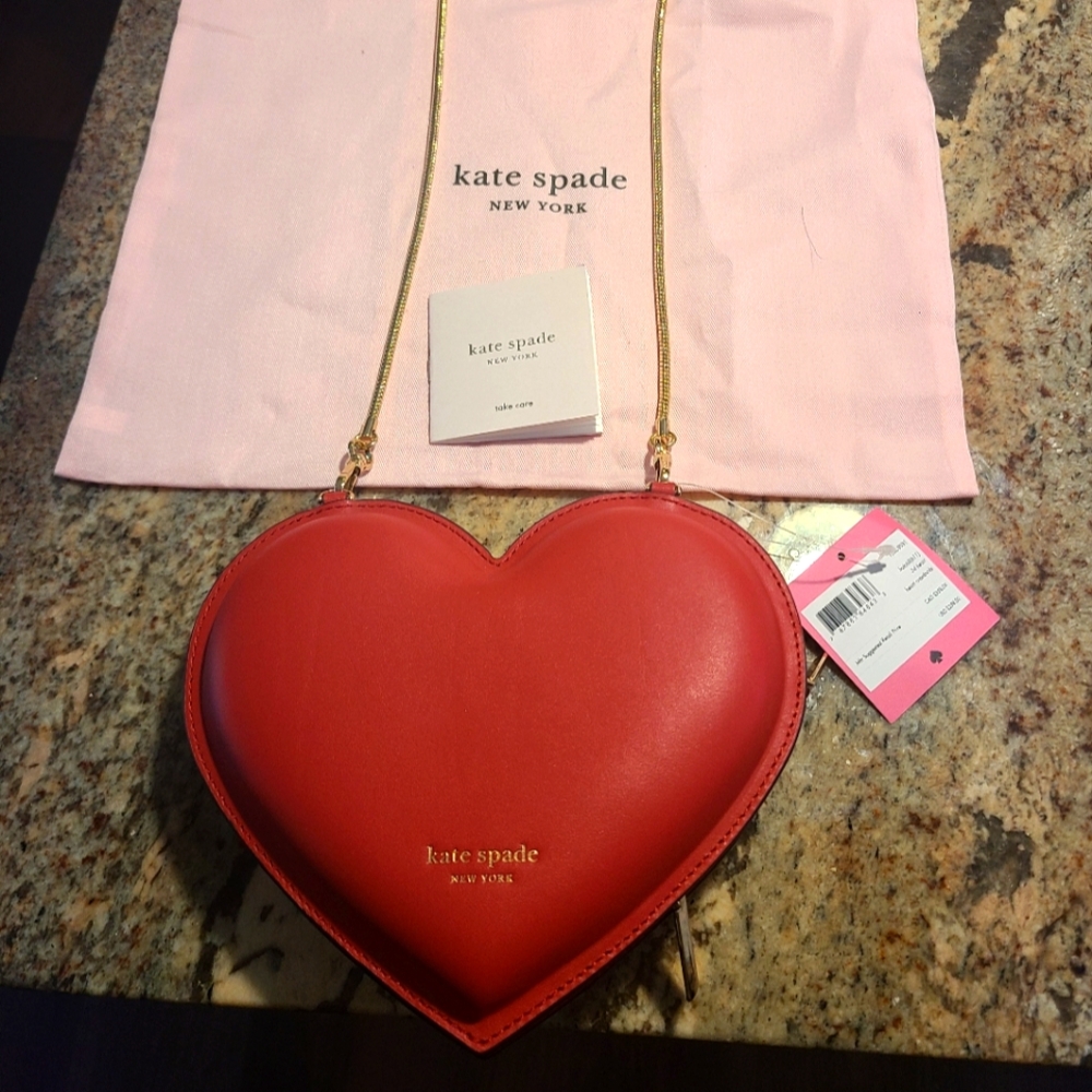 Brand New Authentic Kate Spade Red Heart Crossbody Purse with tags and Dust Bag.